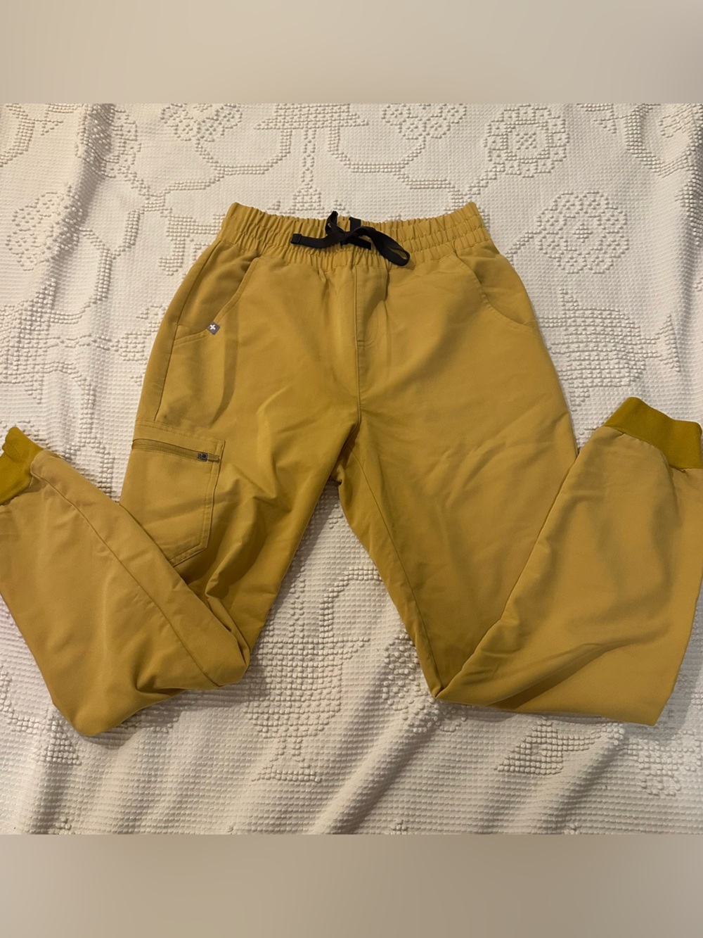 Figs Mustard Yellow Drawstring Scrub Joggers